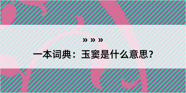 一本词典：玉窦是什么意思？