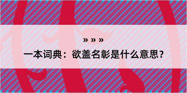 一本词典：欲盖名彰是什么意思？