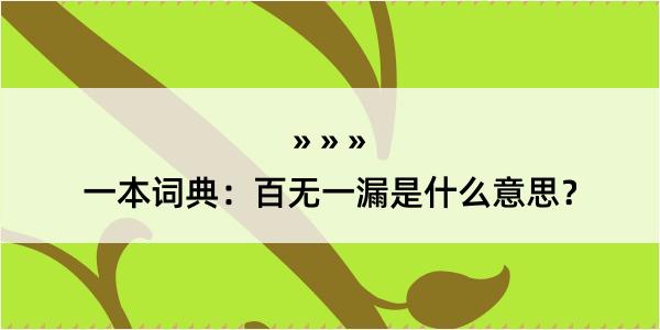 一本词典：百无一漏是什么意思？