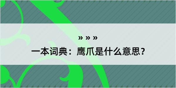 一本词典：鹰爪是什么意思？