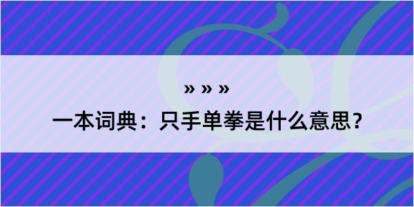 一本词典：只手单拳是什么意思？