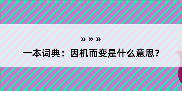 一本词典：因机而变是什么意思？