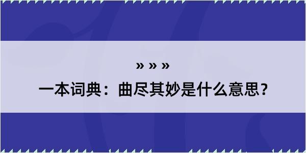 一本词典：曲尽其妙是什么意思？