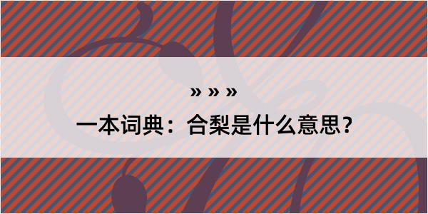 一本词典：合梨是什么意思？