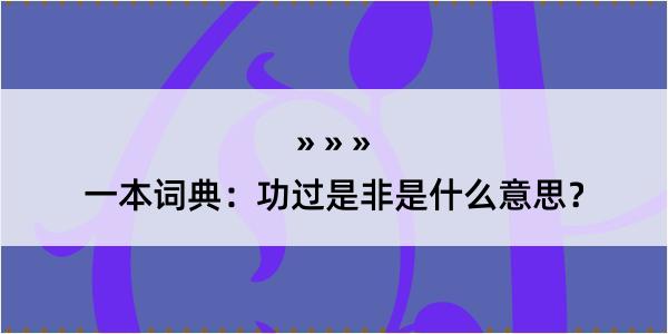 一本词典：功过是非是什么意思？