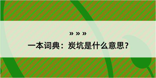 一本词典：炭坑是什么意思？