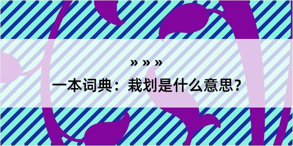 一本词典：栽划是什么意思？