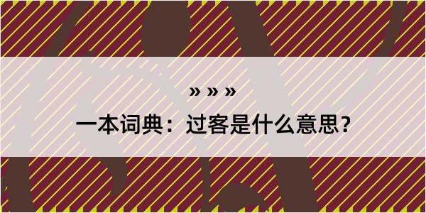 一本词典：过客是什么意思？