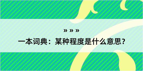 一本词典：某种程度是什么意思？