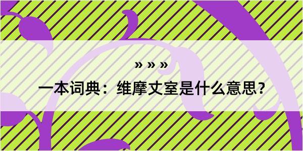 一本词典：维摩丈室是什么意思？