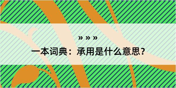 一本词典：承用是什么意思？