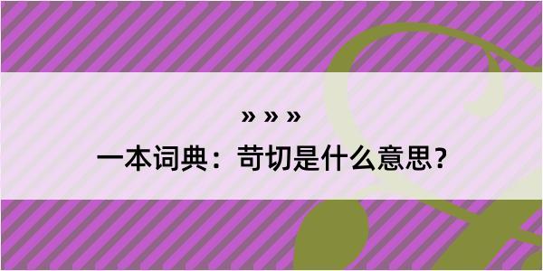 一本词典：苛切是什么意思？