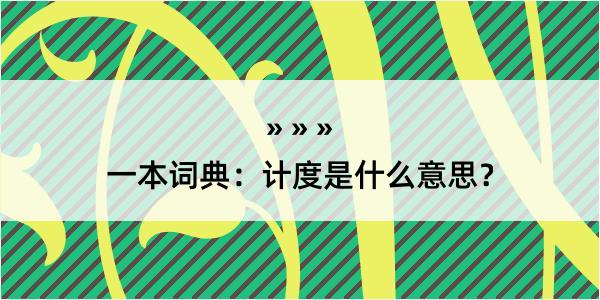 一本词典：计度是什么意思？