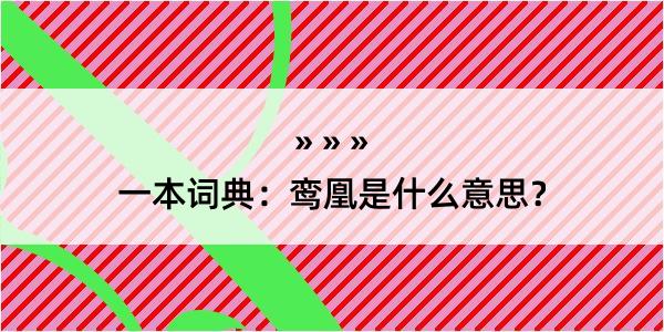 一本词典：鸾凰是什么意思？