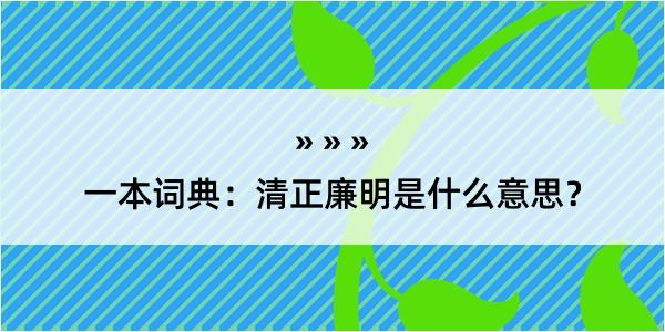 一本词典：清正廉明是什么意思？