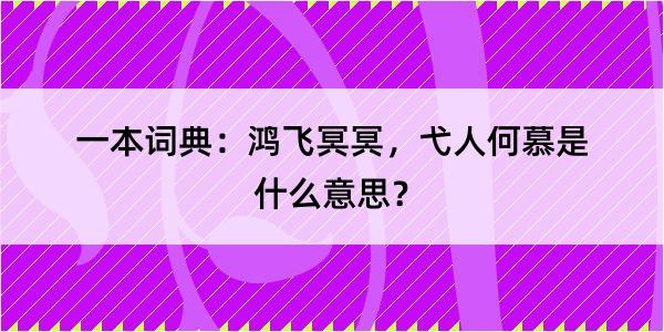 一本词典：鸿飞冥冥，弋人何慕是什么意思？