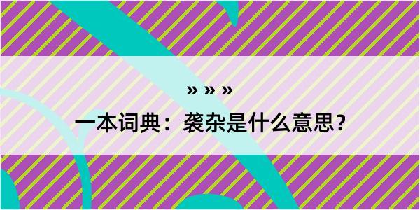 一本词典：袭杂是什么意思？