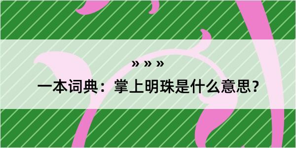 一本词典：掌上明珠是什么意思？