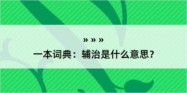 一本词典：辅治是什么意思？