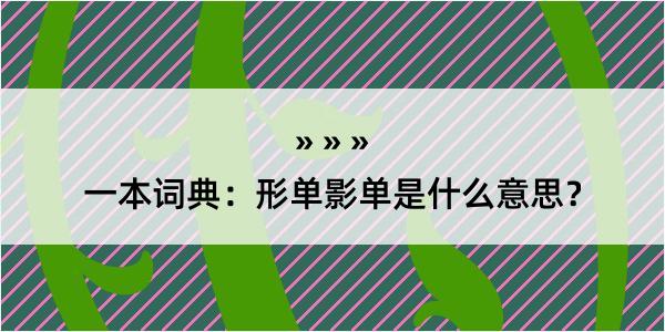 一本词典：形单影单是什么意思？