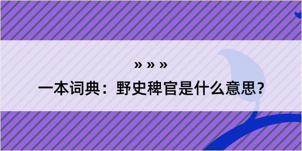 一本词典：野史稗官是什么意思？