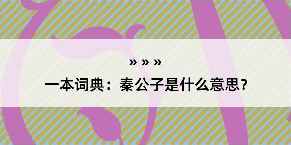 一本词典：秦公子是什么意思？