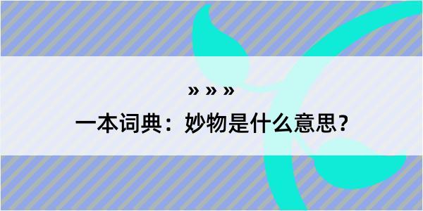 一本词典：妙物是什么意思？