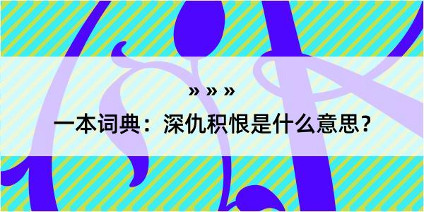 一本词典：深仇积恨是什么意思？