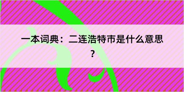 一本词典：二连浩特市是什么意思？