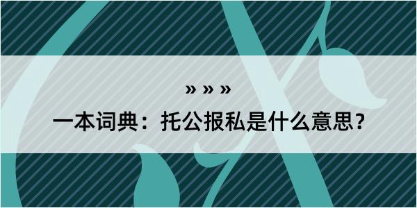 一本词典：托公报私是什么意思？