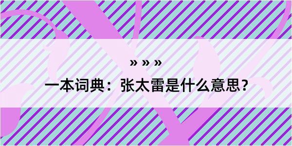 一本词典：张太雷是什么意思？