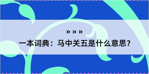 一本词典：马中关五是什么意思？