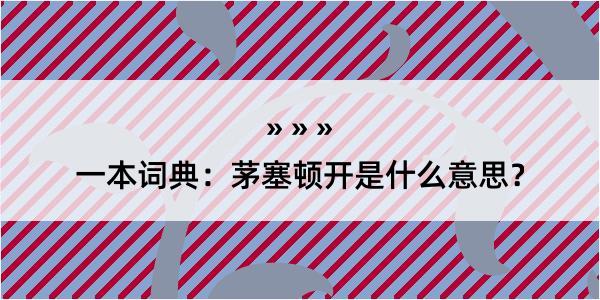 一本词典：茅塞顿开是什么意思？