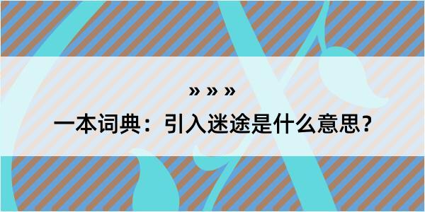 一本词典：引入迷途是什么意思？