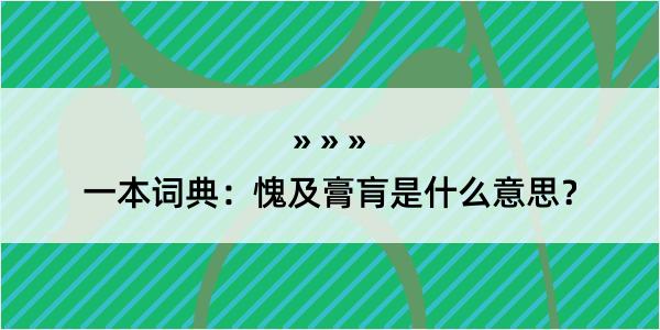 一本词典：愧及膏肓是什么意思？