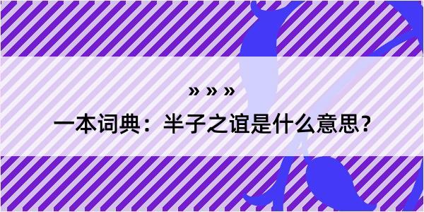 一本词典：半子之谊是什么意思？