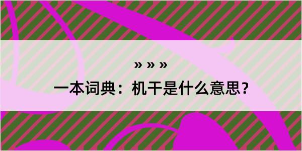 一本词典：机干是什么意思？