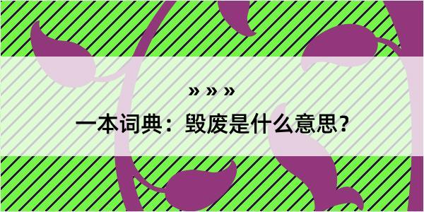 一本词典：毁废是什么意思？