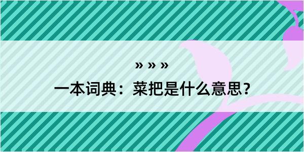 一本词典：菜把是什么意思？