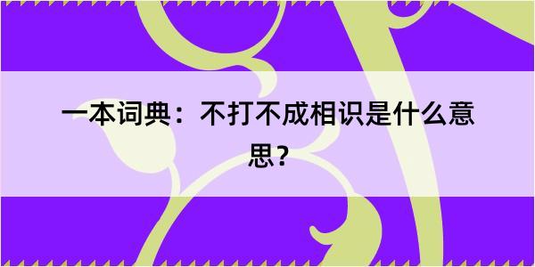 一本词典：不打不成相识是什么意思？