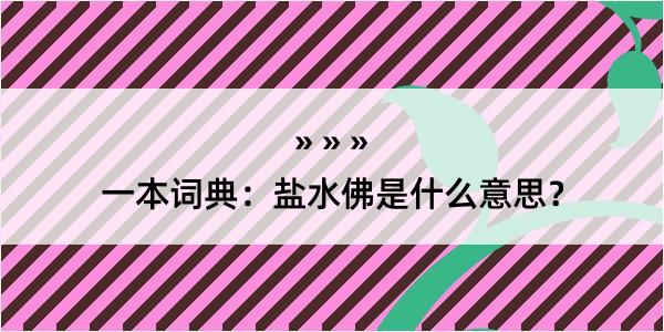 一本词典：盐水佛是什么意思？