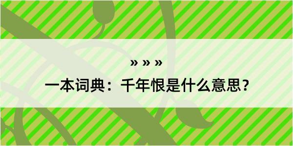 一本词典：千年恨是什么意思？