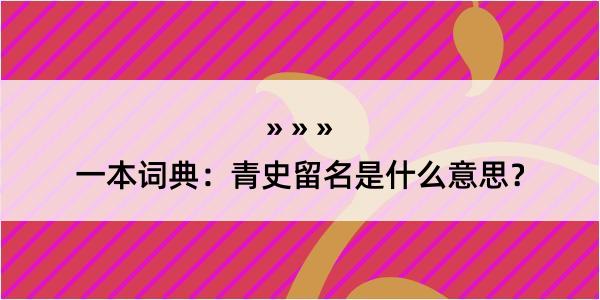 一本词典：青史留名是什么意思？