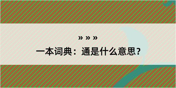 一本词典：通是什么意思？