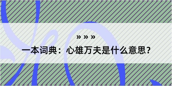 一本词典：心雄万夫是什么意思？