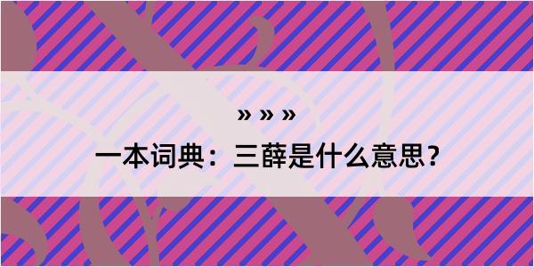 一本词典：三薛是什么意思？