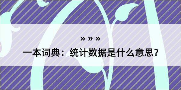 一本词典：统计数据是什么意思？