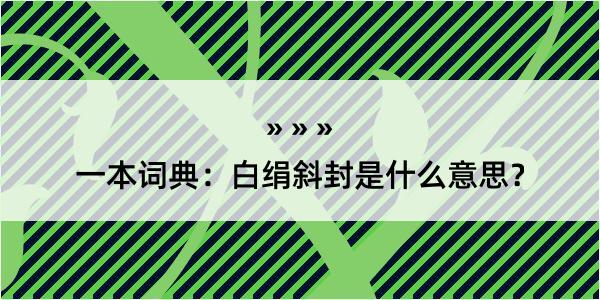 一本词典：白绢斜封是什么意思？