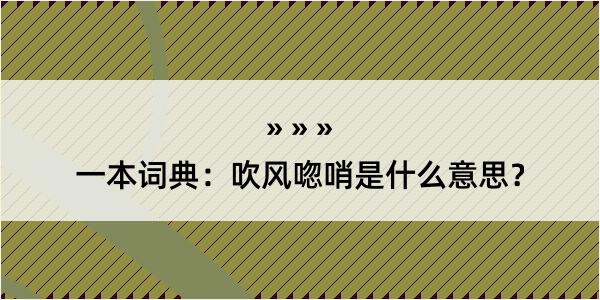 一本词典：吹风唿哨是什么意思？