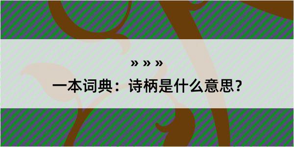 一本词典：诗柄是什么意思？